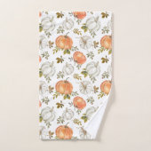 水彩かぼちゃと紅葉の紅葉 バスタオルセット (ハンドタオル)