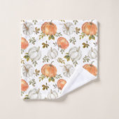 水彩かぼちゃと紅葉の紅葉 バスタオルセット (ウォッシュタオル)