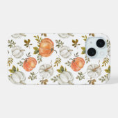 水彩かぼちゃと紅葉の紅葉 iPhone 15ケース (裏面横)