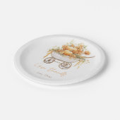 水彩かぼちゃのキャリッジ秋の赤ちゃんシャワー ペーパープレート (アングル)