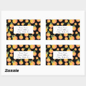 水彩かぼちゃのパターン黒い背景ラベル 長方形シール (シート)