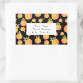 水彩かぼちゃのパターン黒い背景ラベル 長方形シール (バッグ)