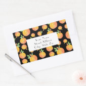 水彩かぼちゃのパターン黒い背景ラベル 長方形シール (封筒)