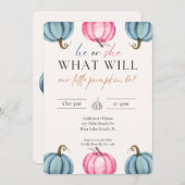 水彩かぼちゃのベビージェンダーリビール秋 招待状 (正面/裏面)