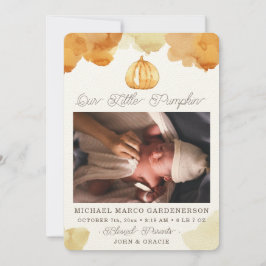水彩かぼちゃのベビー発表 案内状