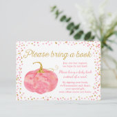 水彩かぼちゃの女の子の赤ちゃんシャワーを持って本をもたらす エンクロージャーカード (スタンド正面)