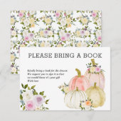 水彩かぼちゃの本を持ってくる | ベビーシャワー 招待状 (正面/裏面)