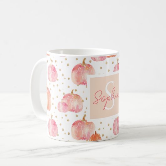 水彩かぼちゃの模様 コーヒーマグカップ (正面左)