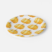 水彩かぼちゃの模様。ハロウィーンの子供のパーティー ペーパープレート (アングル)