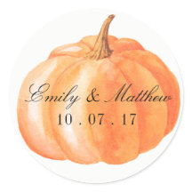 水彩かぼちゃの秋の結婚式ラベルシール
