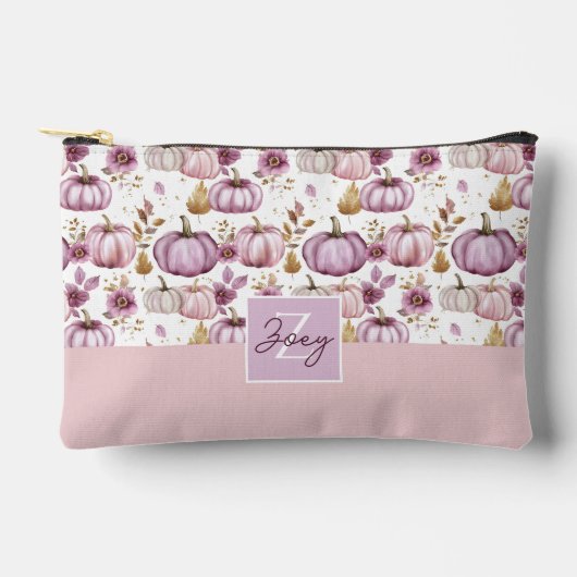 水彩かぼちゃの秋パターン アクセサリーポーチ (正面)