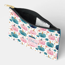 水彩かぼちゃの秋パターン アクセサリーポーチ