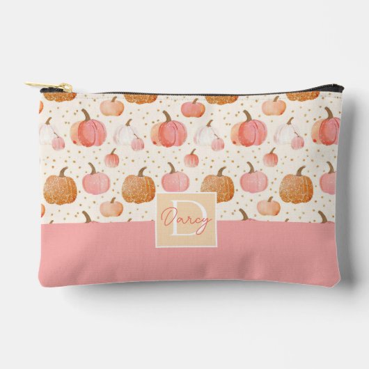 水彩かぼちゃの秋パターン アクセサリーポーチ (正面)