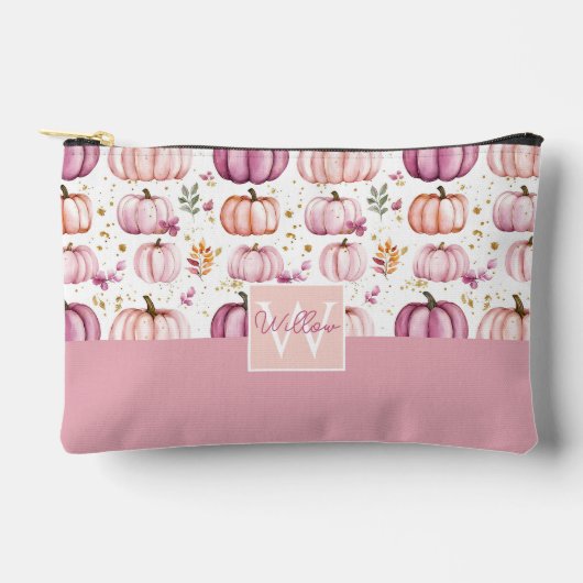 水彩かぼちゃの秋パターン アクセサリーポーチ (正面)