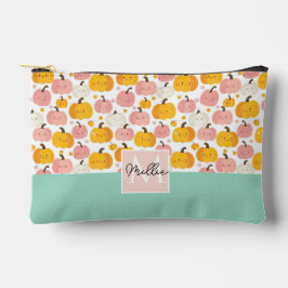 水彩かぼちゃの秋パターン アクセサリーポーチ