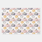 水彩かぼちゃの秋パターン ラッピングペーパーシート (正面2)