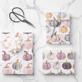 水彩かぼちゃの秋パターン ラッピングペーパーシート