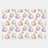 水彩かぼちゃの秋パターン ラッピングペーパーシート (正面3)