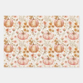 水彩かぼちゃの秋パターン ラッピングペーパーシート (正面3)