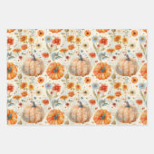 水彩かぼちゃの秋パターン ラッピングペーパーシート (正面2)
