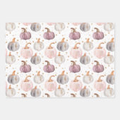 水彩かぼちゃの秋パターン ラッピングペーパーシート (正面)