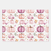 水彩かぼちゃの秋パターン ラッピングペーパーシート (正面2)