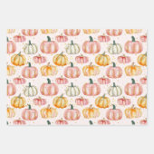 水彩かぼちゃの秋パターン ラッピングペーパーシート (正面2)