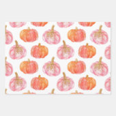 水彩かぼちゃの秋パターン ラッピングペーパーシート (正面3)