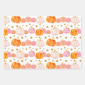 水彩かぼちゃの秋パターン ラッピングペーパーシート (正面)