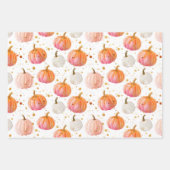 水彩かぼちゃの秋パターン ラッピングペーパーシート (正面2)