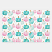 水彩かぼちゃの秋パターン ラッピングペーパーシート (正面)