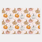 水彩かぼちゃの秋パターン ラッピングペーパーシート (正面3)