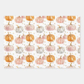 水彩かぼちゃの秋パターン ラッピングペーパーシート (正面2)