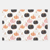 水彩かぼちゃの秋パターン ラッピングペーパーシート (正面)