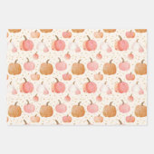 水彩かぼちゃの秋パターン ラッピングペーパーシート (正面)