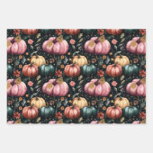 水彩かぼちゃの秋パターン ラッピングペーパーシート (正面3)