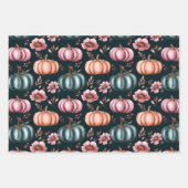 水彩かぼちゃの秋パターン ラッピングペーパーシート (正面)