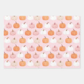 水彩かぼちゃの秋パターン ラッピングペーパーシート (正面2)