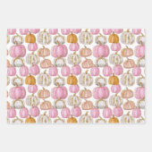 水彩かぼちゃの秋パターン ラッピングペーパーシート (正面2)