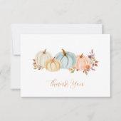 水彩かぼちゃの秋フローラ |赤ちゃんシャワー サンキューカード (正面)