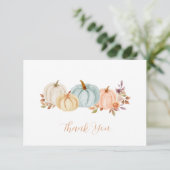 水彩かぼちゃの秋フローラ |赤ちゃんシャワー サンキューカード (スタンド正面)