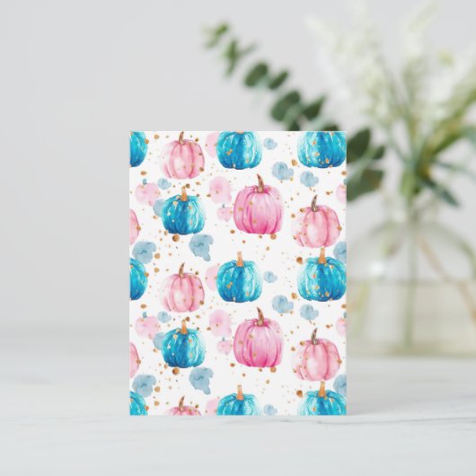 水彩かぼちゃの秋模様 ポストカード (スタンド正面)