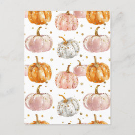 水彩かぼちゃの秋模様 ポストカード