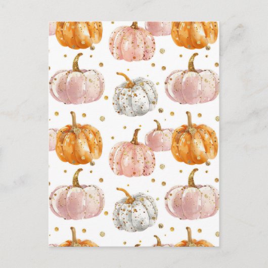 水彩かぼちゃの秋模様 ポストカード (正面)