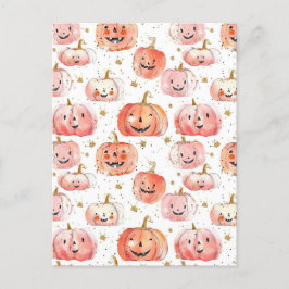 水彩かぼちゃの秋模様 ポストカード