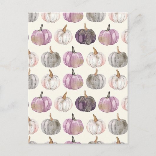水彩かぼちゃの秋模様 ポストカード (正面)