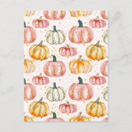 水彩かぼちゃの秋模様 ポストカード