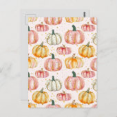 水彩かぼちゃの秋模様 ポストカード (正面/裏面)
