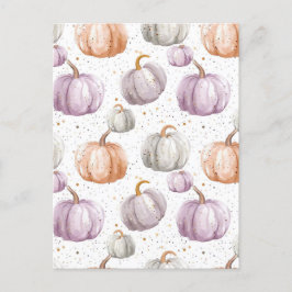 水彩かぼちゃの秋模様 ポストカード