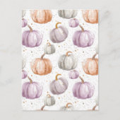水彩かぼちゃの秋模様 ポストカード (正面)